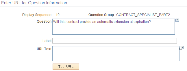 Enter URL for Question Information page