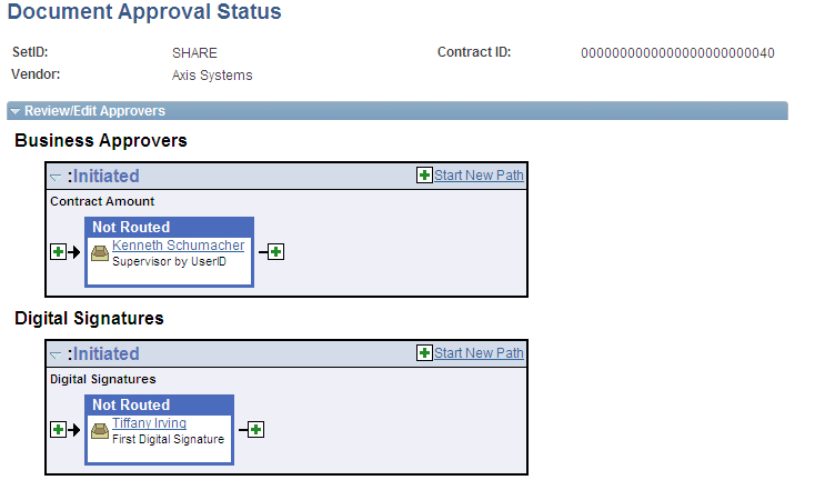 Document Approval Status page (1 of 2)