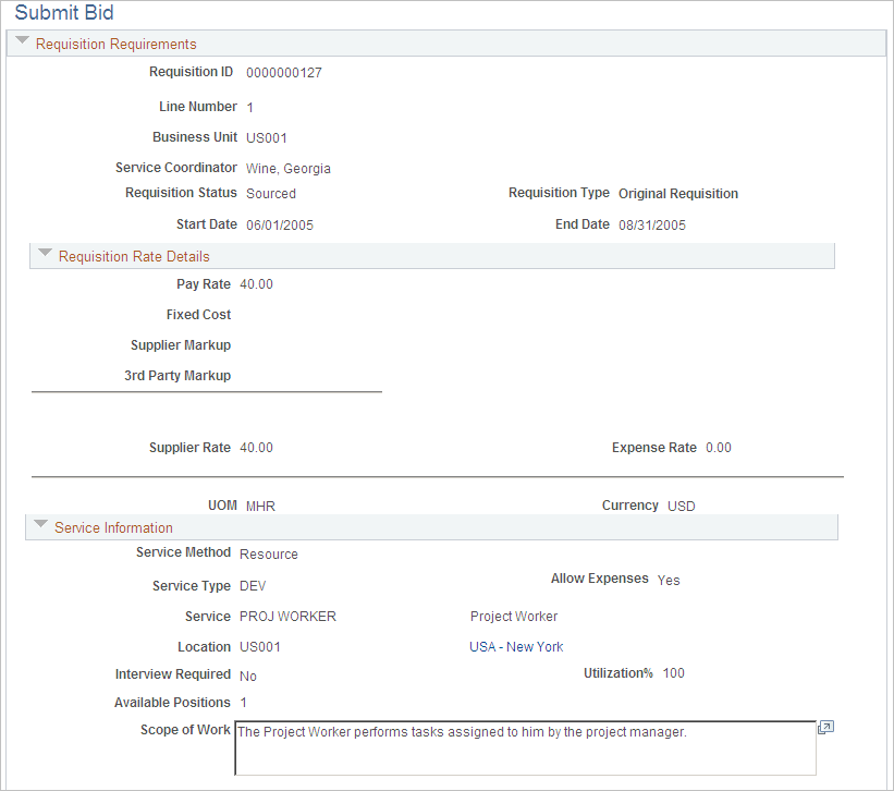 Submit Bid page (1 of 3)