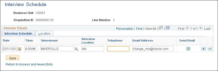 Interview Schedule page