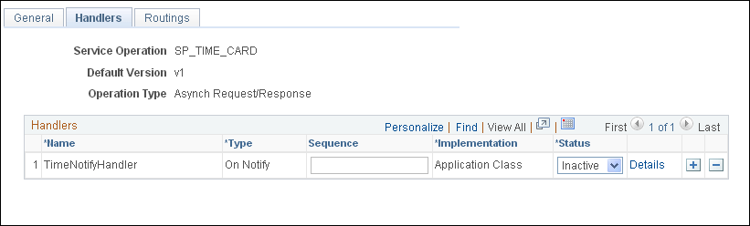 Services page Handlers tab