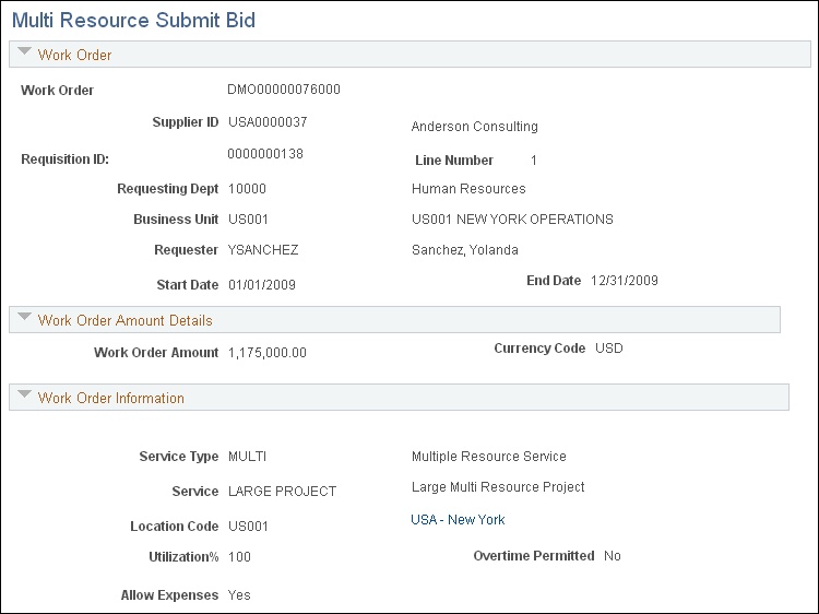Multi Resource Submit Bid page (1 of 2)