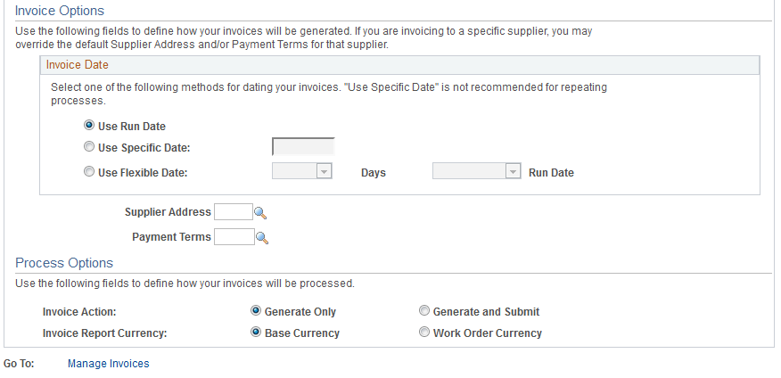 Create Batch Invoices page (2 of 2)