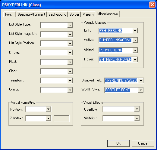 PSHYPERLINK (Class) dialog box: Miscellaneous tab