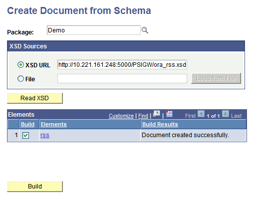 Create Document from Schema page