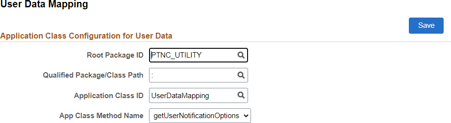 User Data Mapping page