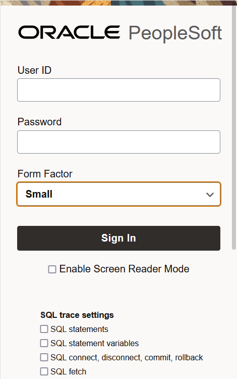 Form Factor trace sign-in page