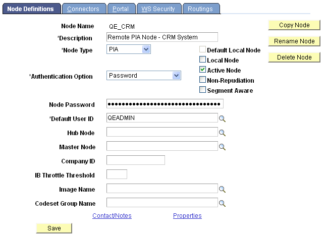 Nodes - Node Definitions page