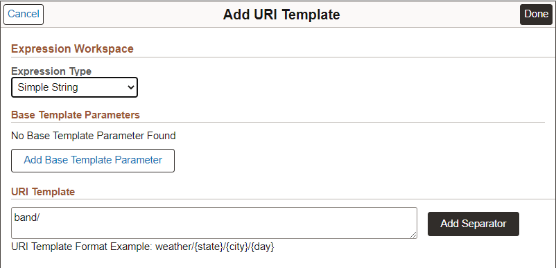 Add URI Template page