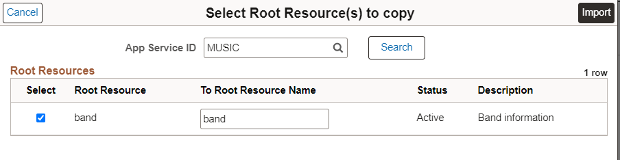 Select Root Resource(s) to copy page