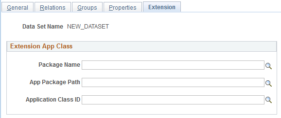 Data Set Designer - Extension page