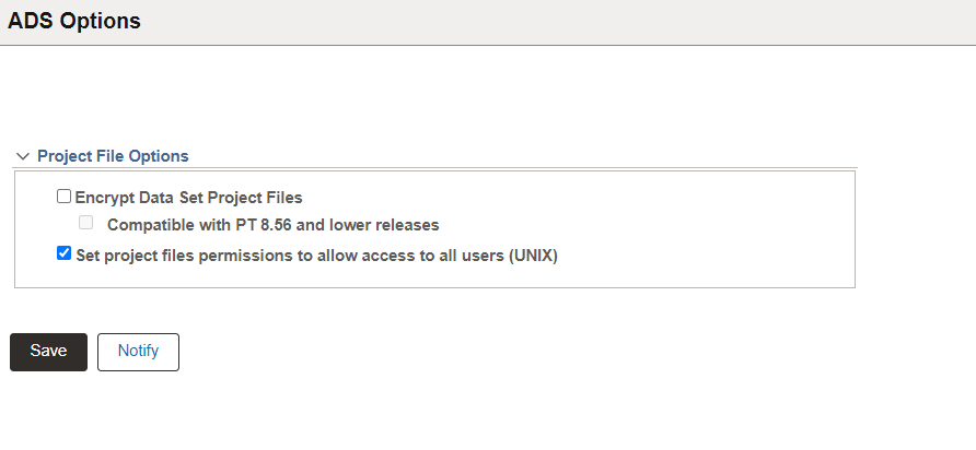 ADS Options page- Permission for UNIX users
