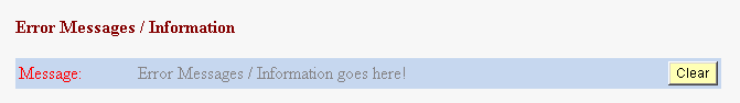 Error Messages/Information group box