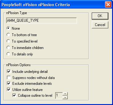 PeopleSoft nVision nPlosion Criteria dialog box