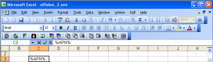 Example of Excel and nVision formula bar