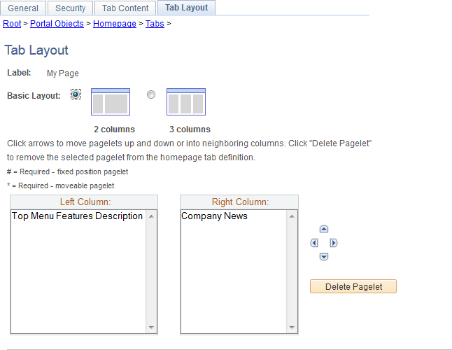 Tab Layout page for classic homepages