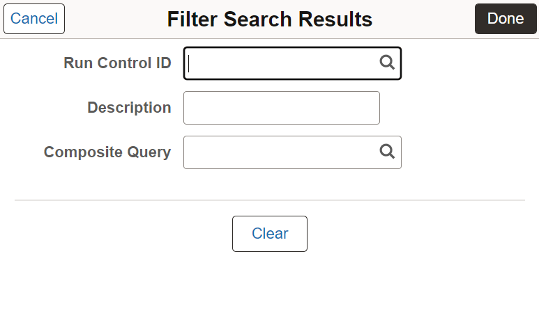 Filter Search Results dialog box