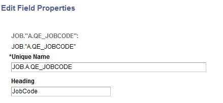 Edit Field Properties for Composite Query