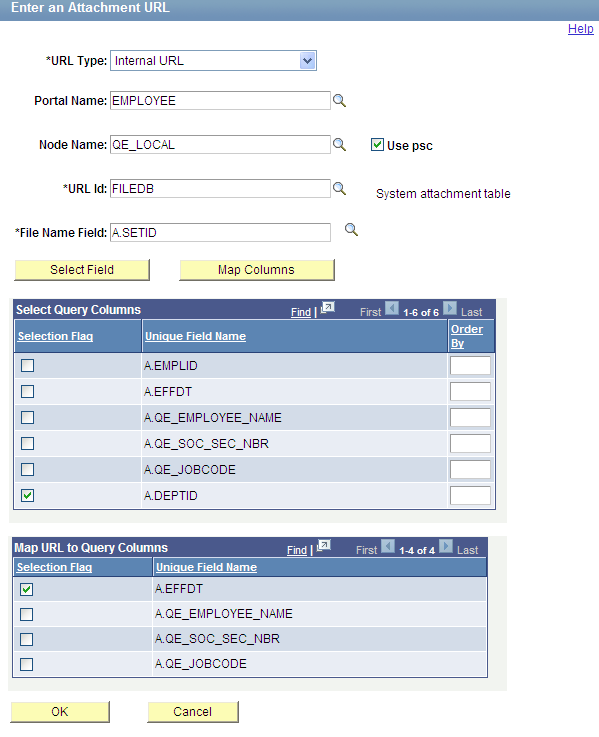 Enter an Attachment URL page