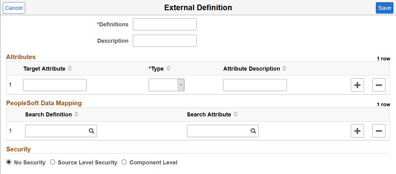 External Definition page