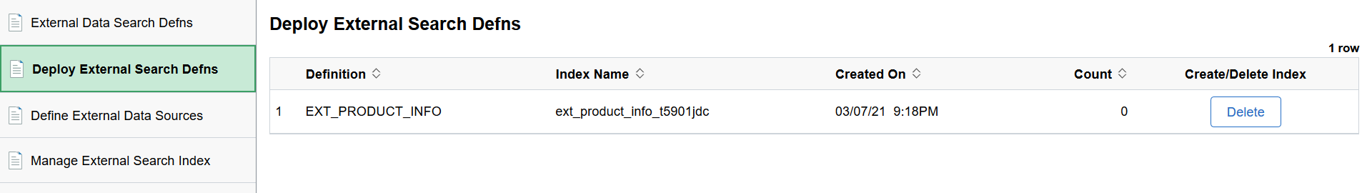 Deploy External Search Defns page