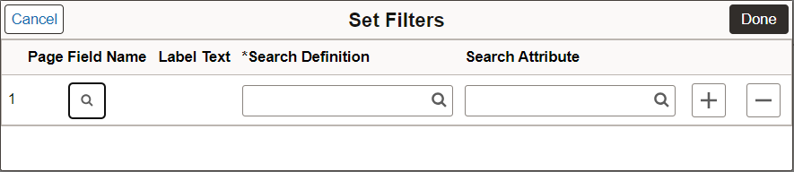 Set Filters page