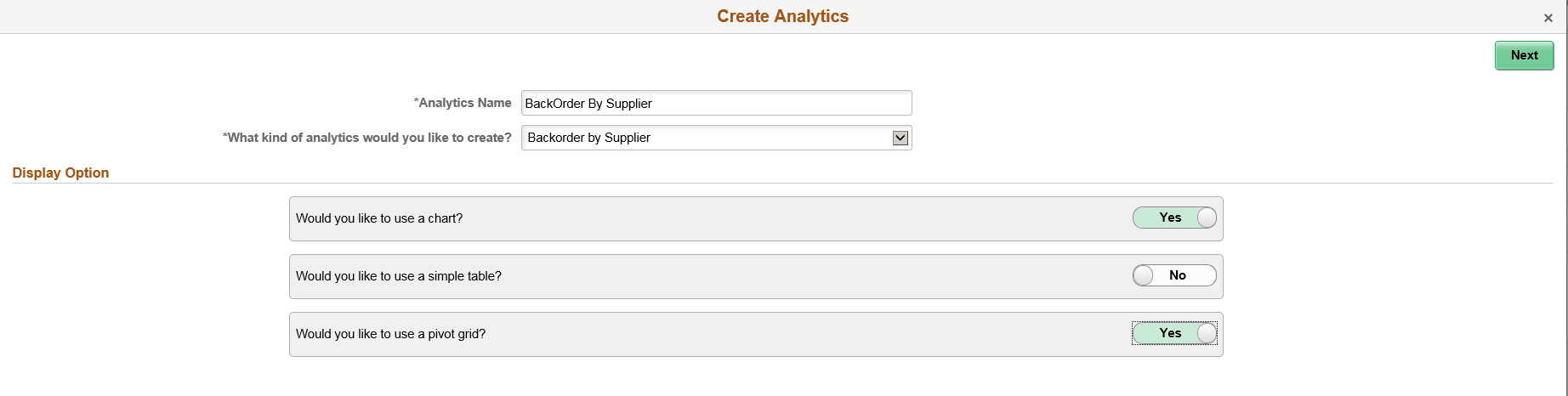 Create Analytics Step 1