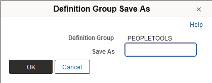 Definition Group Save As page