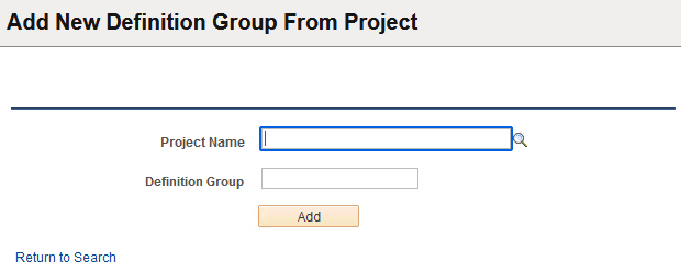 Add New Definition Group from Project page