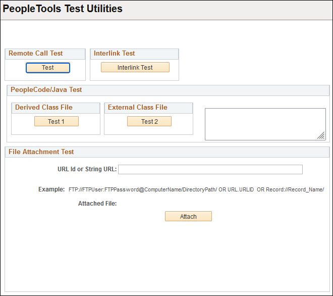 PeopleTools Test Utilities page