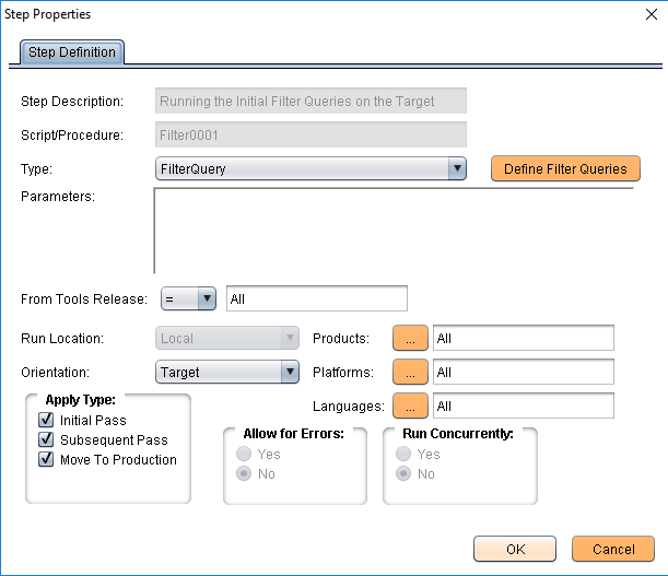 Step Properties for Type FilterQuery