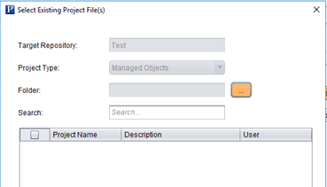 Select Existing Project File(s) for Tests