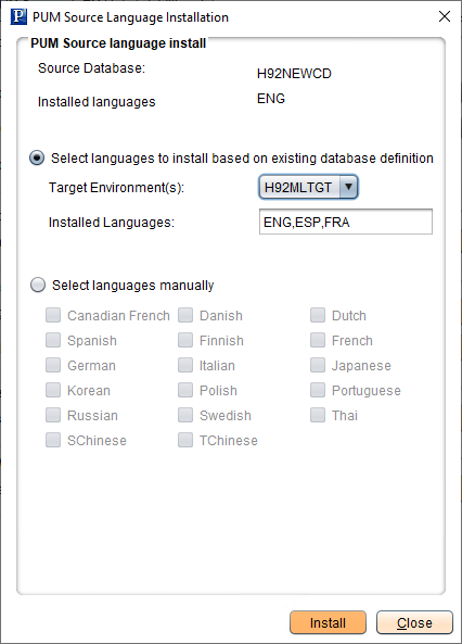 PUM Source Language Installation page