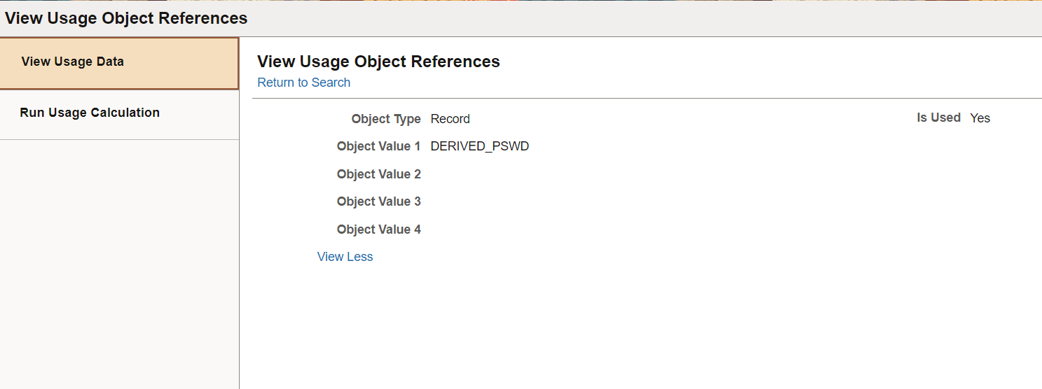 View Usage Object References