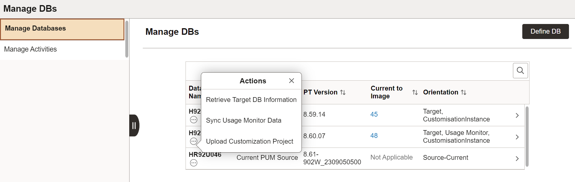 Managing databases