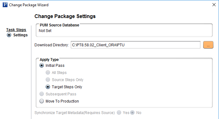 Change Package Settings for a PeopleTools Upgrade