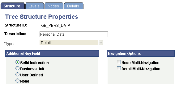 Tree Structure Properties page