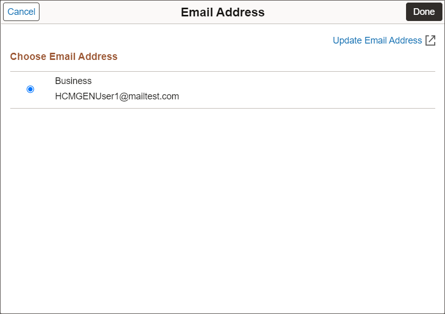 Email Address page