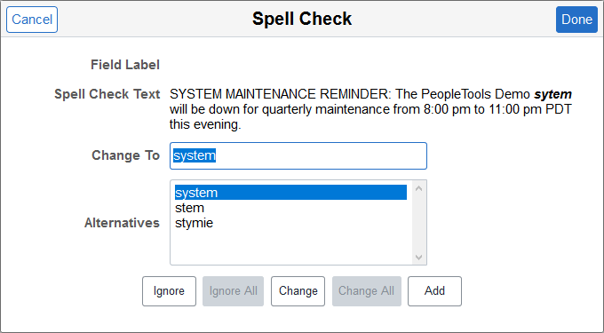 Spell Check page