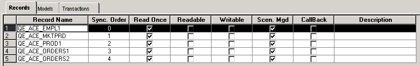 Example of defining the records within the QE_ACE_DBCPROB analytic type definition