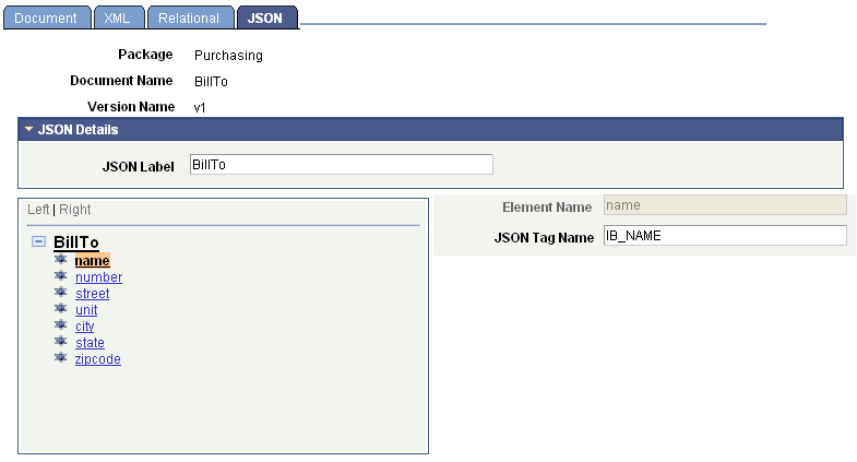 Document Builder - JSON page