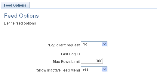 Feed Options page