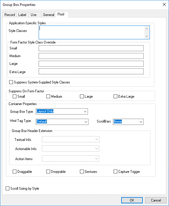 Fluid tab of the Group Box Properties dialog box
