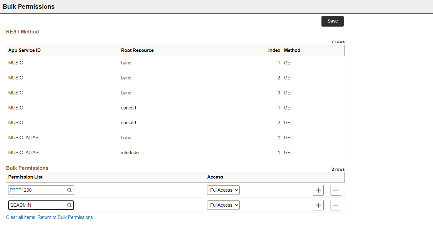 Bulk Update page