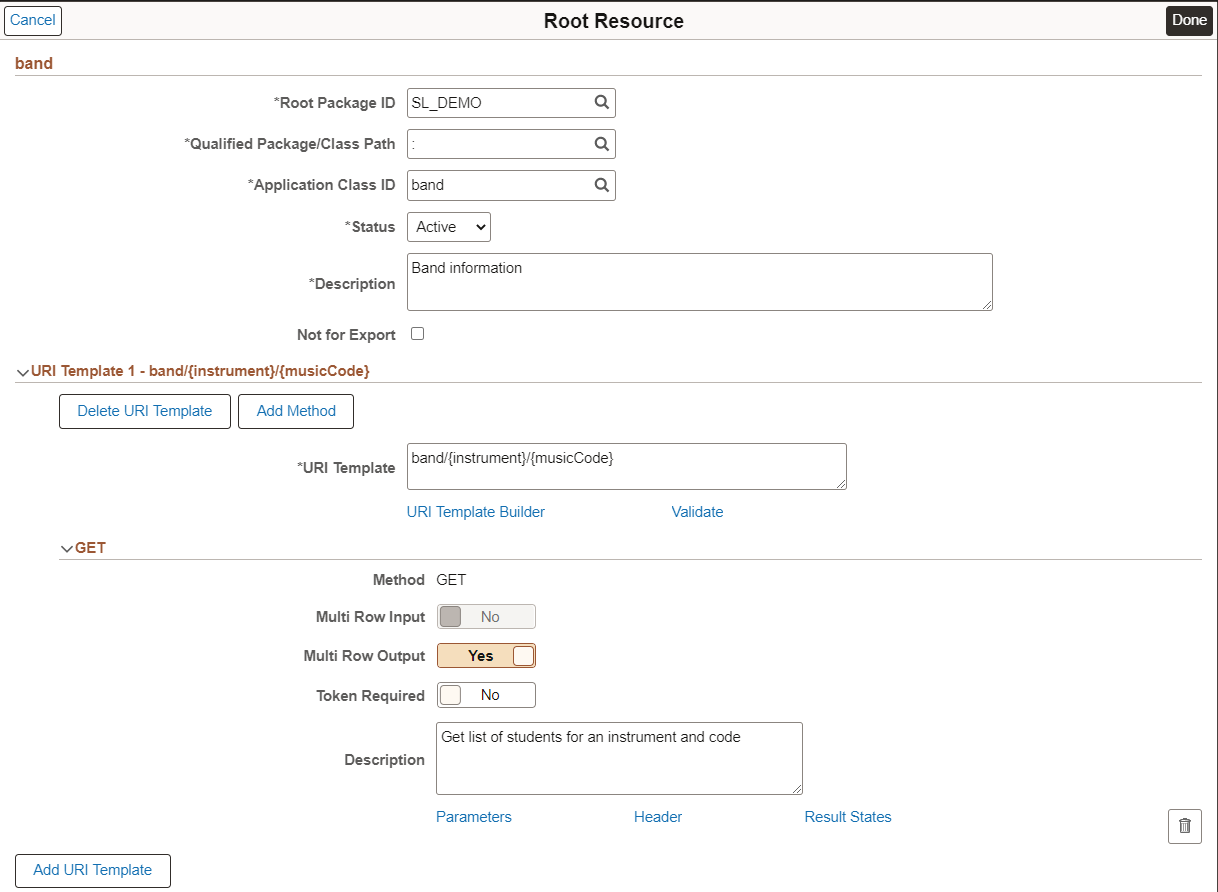 Root Resource with URI Template Method