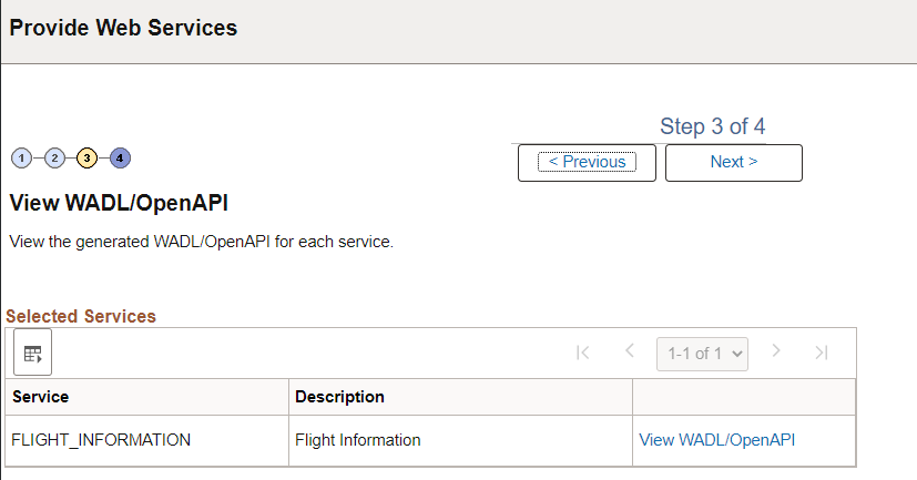 View WADL/OpenAPI page for OpenAPI REST Service