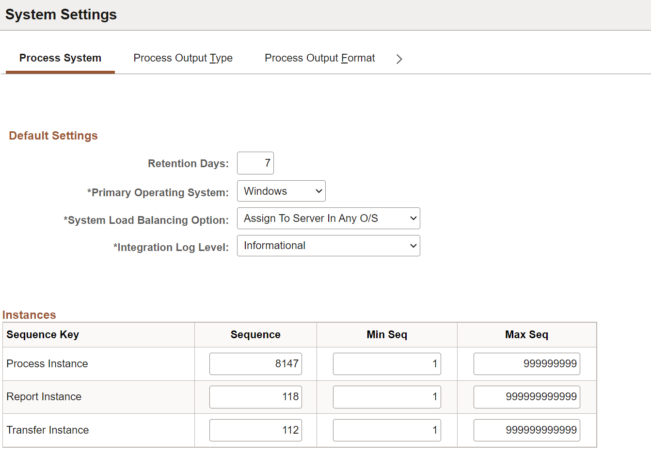 System Settings page