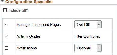 Homepage definition with TILEAPPFILTER configured