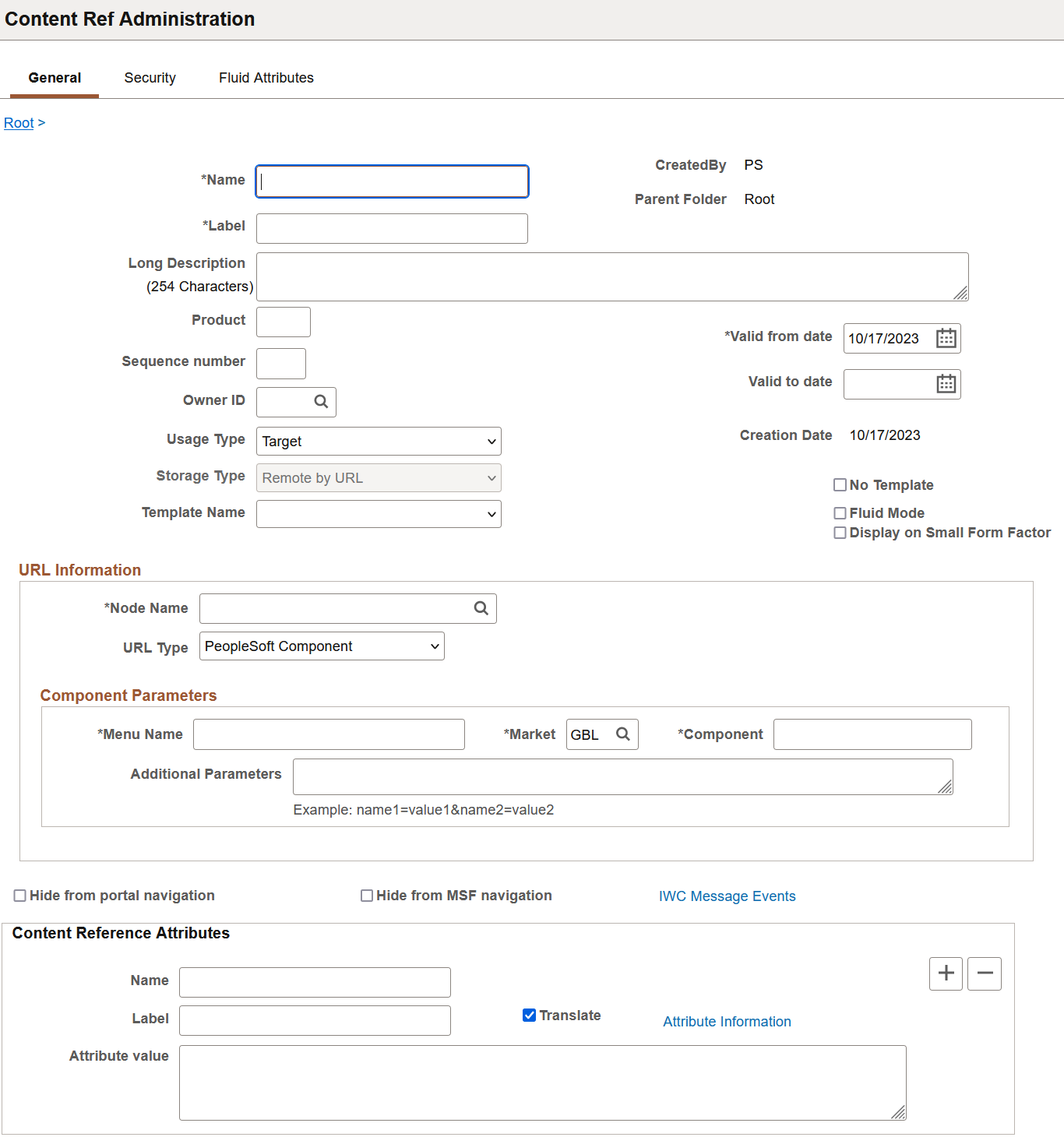Content Ref Administration page