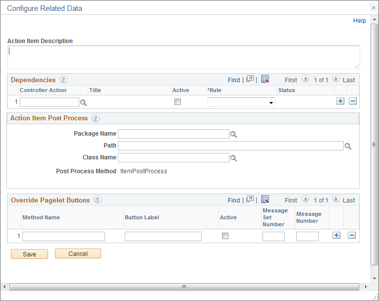 Configure Related Data page